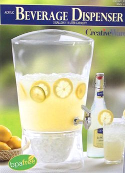 CreativeWare Sculptured Beverage Dispenser, Clear