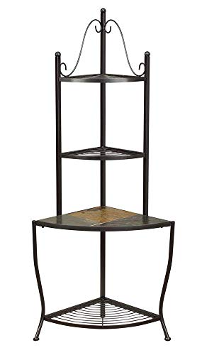 4D Concepts Corner Baker's Rack with Slate Top, Metal/Slate