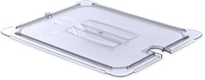 carlisle foodservice products 10231u07 storplus half size polycarbonate universal handled notched food pan lid, clear