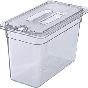 Carlisle FoodService Products 10271U07 StorPlus Third Size Polycarbonate Universal Handled Notched Food Pan Lid, Clear