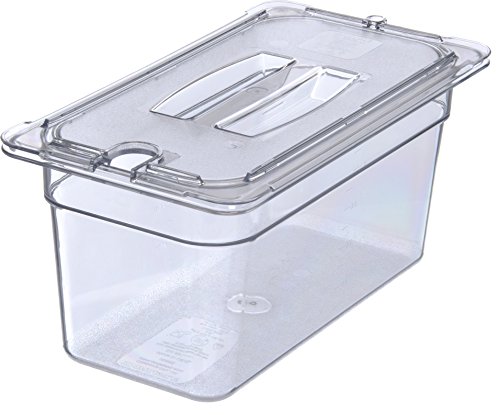 Carlisle FoodService Products 10271U07 StorPlus Third Size Polycarbonate Universal Handled Notched Food Pan Lid, Clear