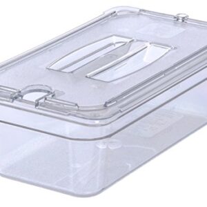 Carlisle FoodService Products 10271U07 StorPlus Third Size Polycarbonate Universal Handled Notched Food Pan Lid, Clear