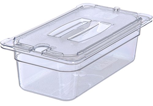 Carlisle FoodService Products 10271U07 StorPlus Third Size Polycarbonate Universal Handled Notched Food Pan Lid, Clear