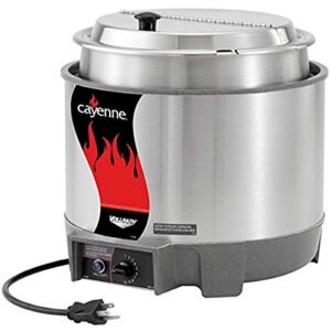 vollrath 72009 cayenne 11-quart round heat 'n serve rethermalizer (w/inset and cover), 120-volts, nsf, silver, 12-5/8"" dia. x 9-5/8""h"