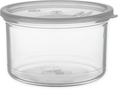 Carlisle FoodService Products Classic™ Round Storage Container with Lid, 1.5 Quart Crock, Clear