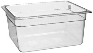 cambro 26cw 9.4 qt capacity, 12-3/4" length x 10-7/16" width x 6" depth, camwear clear polycarbonate half size food pan