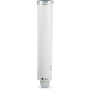 san jamar c4160wh small pull-type water cup dispenser, fits 3 to 4-1/2 oz cone cups and 3 to 5 oz flat bottom cups, white