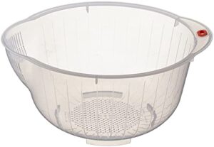 inomata plastic japanese rice washing bowl with side and bottom drainers