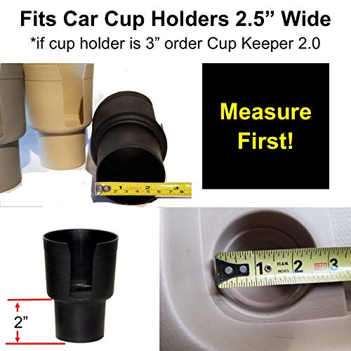 Gadjit CUP KEEPER Cup Holder Adapter (2 Pk) expands car cup holders that are 2.5”-3” wide to hold beverages that are 3.25" wide like 18, 20, 21, 24 oz Hydro Flasks, 12,18,20,30 oz Yeti Tumbler, 20, 24oz Naglene Bottles, Other Coffee & Travel Mugs with BOT