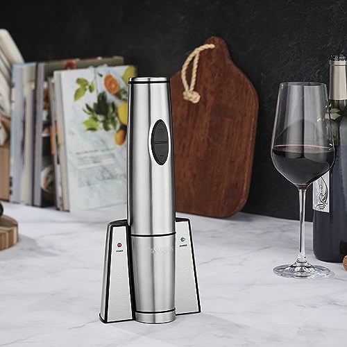 Waring Commercial WWO120 Portable Electric Wine Bottle Opener with Recharging Station,Silver