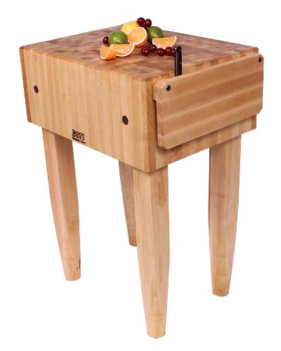 John Boos Pca2 24x18x10" Maple Butcher Block w/Knife Holder and Casters,Black Legs