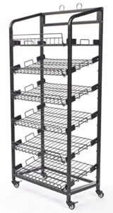 displays2go steel baker's rack with wheels six wire shelves, black