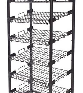 Displays2go Steel Baker's Rack with Wheels Six Wire Shelves, Black