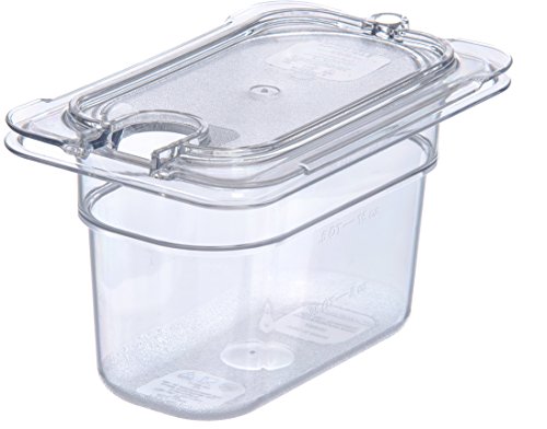 Carlisle FoodService Products 10337U07 StorPlus Ninth Size Polycarbonate Universal Flat Surface Notched Food Pan Lid, Clear (Pack of 6)