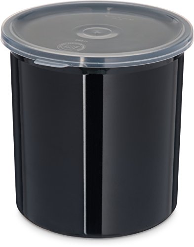 Carlisle FoodService Products Classic™ Round Storage Container with Lid, 1.2 Quart Crock, Black