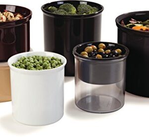 Carlisle FoodService Products Classic™ Round Storage Container with Lid, 1.2 Quart Crock, Black