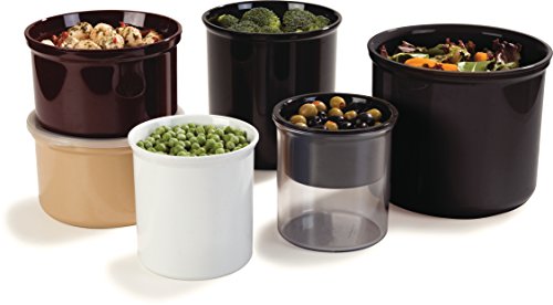 Carlisle FoodService Products Classic™ Round Storage Container with Lid, 1.2 Quart Crock, Black