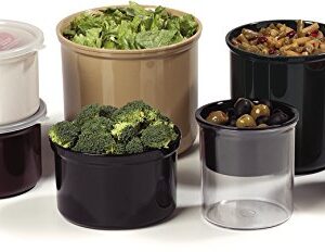 Carlisle FoodService Products Classic™ Round Storage Container with Lid, 1.2 Quart Crock, Black