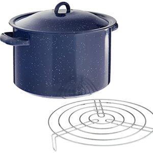 IMUSA USA Enamel Steamer Pot, 16-Quart, Blue