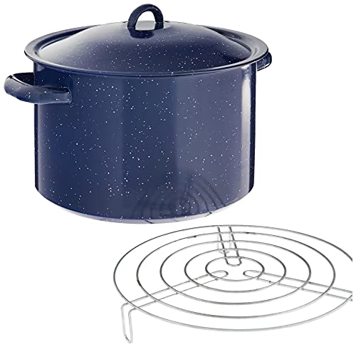 IMUSA USA Enamel Steamer Pot, 16-Quart, Blue