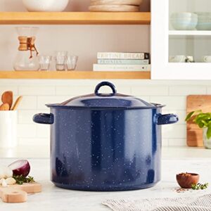 IMUSA USA Enamel Steamer Pot, 16-Quart, Blue