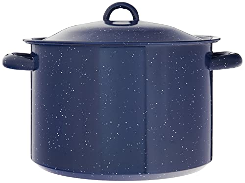 IMUSA USA Enamel Steamer Pot, 16-Quart, Blue