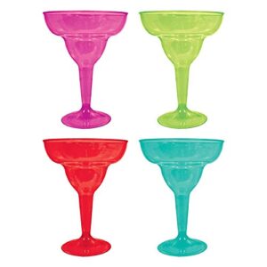 Amscan Fiesta Colors Margarita Plastic Glasses - 11 Oz. Pack of 20