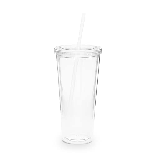 Simple Green Solutions - Acrylic Double Wall Cup for Cold Drinks, Reusable Cups with Lids and Straws, Insulated Plastic Tumblers with Lids and Straw, Acrylic Tumblers, 20 oz Capacity, Clear