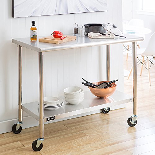 TRINITY EcoStorage NSF Stainless Steel Table with Wheels, 48-Inch