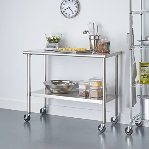 TRINITY EcoStorage NSF Stainless Steel Table with Wheels, 48-Inch