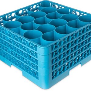 Carlisle FoodService Products RW20-314 OptiClean NeWave Polypropylene 20-Compartment Glass Rack with 4 Extenders, 19-3/4" Length x 19-3/4" Width x 10.30" Height, Blue (Case of 2)