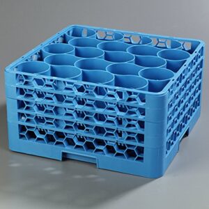 Carlisle FoodService Products RW20-314 OptiClean NeWave Polypropylene 20-Compartment Glass Rack with 4 Extenders, 19-3/4" Length x 19-3/4" Width x 10.30" Height, Blue (Case of 2)