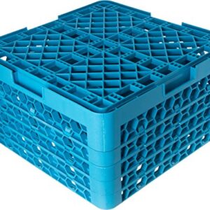 Carlisle FoodService Products RW20-314 OptiClean NeWave Polypropylene 20-Compartment Glass Rack with 4 Extenders, 19-3/4" Length x 19-3/4" Width x 10.30" Height, Blue (Case of 2)