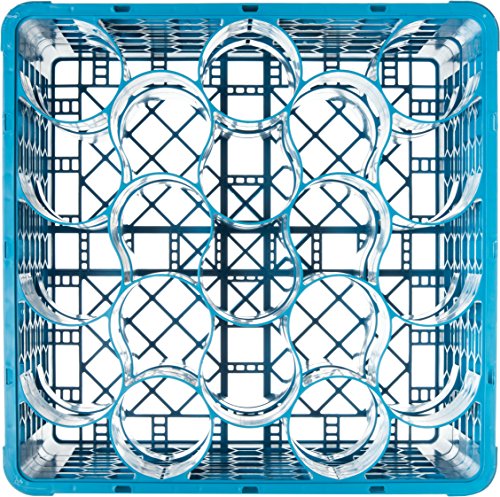 Carlisle FoodService Products RW20-314 OptiClean NeWave Polypropylene 20-Compartment Glass Rack with 4 Extenders, 19-3/4" Length x 19-3/4" Width x 10.30" Height, Blue (Case of 2)