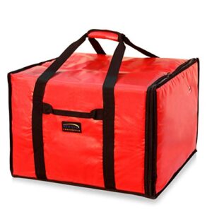 new star foodservice 50134 insulated pizza delivery bag, 20" by 19" by 13", red