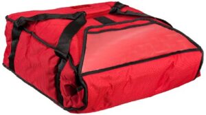 polar tech 811 red nylon fabric standard thermo insulated pizza carrier, 19" length x 17-1/8" width x 7-1/2" depth, red