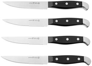 henckels statement razor-sharp steak knife set of 4, german engineered informed by 100+ years of mastery, black/stainless steel