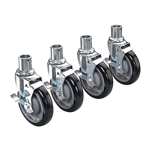 Krowne 28-151S Krowne Shelving Caster, Locking Wheels, 5" Diameter, 220 lbs per Caster Load Capacity, Grease Resistant, Raises Height of Equipment 6" (Set of 4)​‌‌​‌‌‍​​‌‌​‌‌‍​​‌‌‌​‍​​‌‌‌​‍​‌​​‌​‍