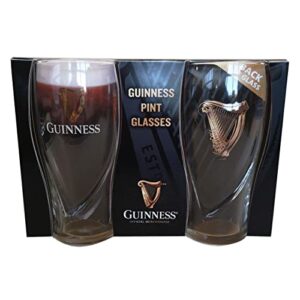 guinness 20oz beer glasses twin pack | certified official merchandise | ideal gift for beer lovers