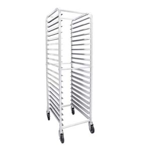 excellante alspr020 20-tier pan rack with 4 casters (2 locking, 2 regular) 20 1/4" x 26" x 69 1/4", kockdown, nsf, comes in set