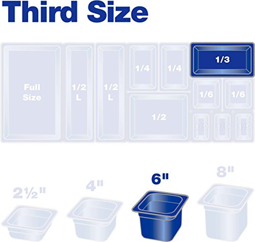 Carlisle FoodService Products Plastic Food Pan 1/3 Size 4 Inches Deep Clear (Pack of 6)