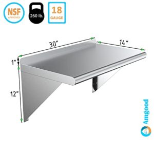 Universal WS1430 - Stainless Steel Wall Shelf - 14" X 30"