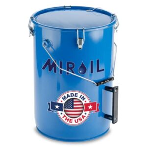 miroil 30l 6 gallon oil disposal caddy with lid lock | safe storage & transport of up to 6 gal of polishing / frying oil | utility pail with heat shield fitted handle | food compatible interior coating