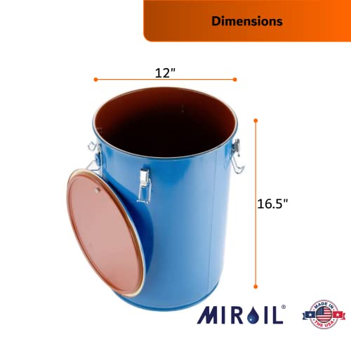 MirOil 30L 6 Gallon Oil Disposal Caddy with Lid Lock | Safe Storage & Transport of Up to 6 Gal of Polishing / Frying Oil | Utility Pail with Heat Shield Fitted Handle | Food Compatible Interior Coating