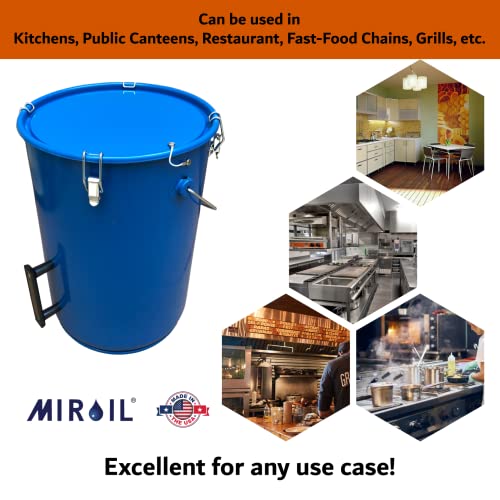 MirOil 30L 6 Gallon Oil Disposal Caddy with Lid Lock | Safe Storage & Transport of Up to 6 Gal of Polishing / Frying Oil | Utility Pail with Heat Shield Fitted Handle | Food Compatible Interior Coating