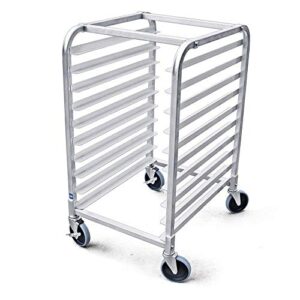 New Star Foodservice 36510 Commercial-Grade Aluminum 10-Tier Sheet Pan/Bun Pan Rack, 26" L x 20" W x 38" H with Brake Wheels