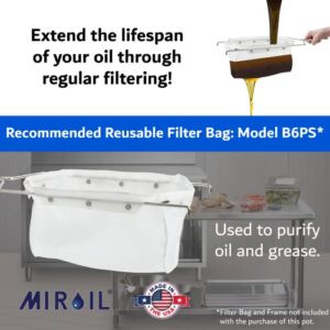 MirOil #60L - 7 Gal Grease Bucket & Oil Filter Pot, Gasket Safety Lid with Quick Lock Clips, For Fryer Oil Capacity Up to 55 lbs. Low Profile To Fit Under Drain Valves, For Filtering of Hot Oil