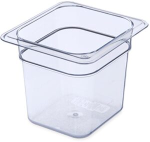 carlisle foodservice products plastic food pan 1/6 size 6 inches deep clear