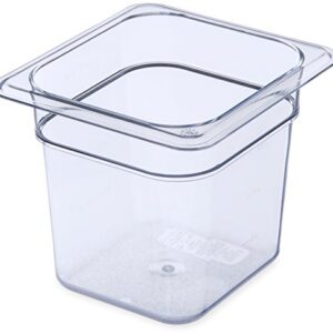 Carlisle FoodService Products Plastic Food Pan 1/6 Size 6 Inches Deep Clear