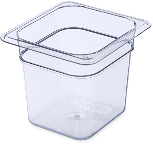 Carlisle FoodService Products Plastic Food Pan 1/6 Size 6 Inches Deep Clear